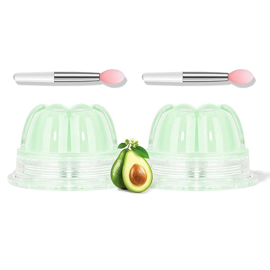 2Pc Jelly Lip Mask Overnight,Fruity Avocado Lip Sleeping Mask Day Night Repair Kawaii Lip Balm Hydrate Plump Dry Lip Scrubs Exfoliator,Lip Care Lip Moisturizer with Collagen-Avocado-Velvo Beauty