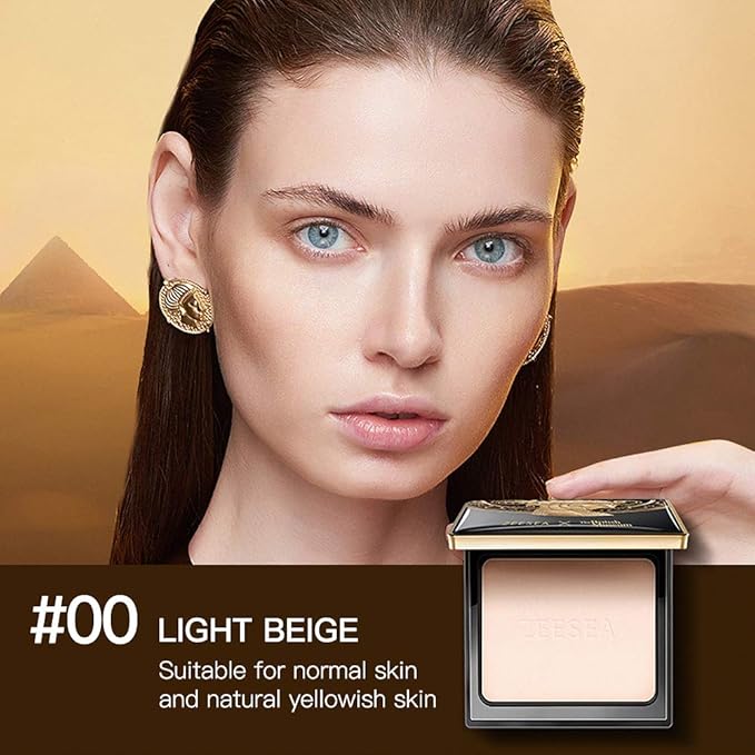 ZEESEA Pressed Powder The British Museum Egypt Series Long Lasting Oil Control Facial Finishing Brighten Setting Powder Multi-use Foundation (#00 Light Beige)-Velvo Beauty