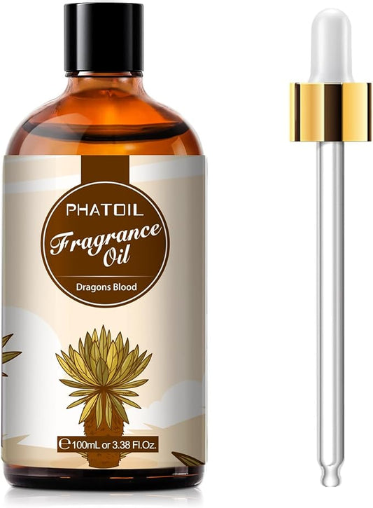 PHATOIL 3.38FL.OZ Dragons Blood Fragrance Oils for Aromatherapy, Essential Oils for Diffusers for Home, Perfect for Diffuser, DIY Candle and Soap Making, DIY Scented Products - 100ml