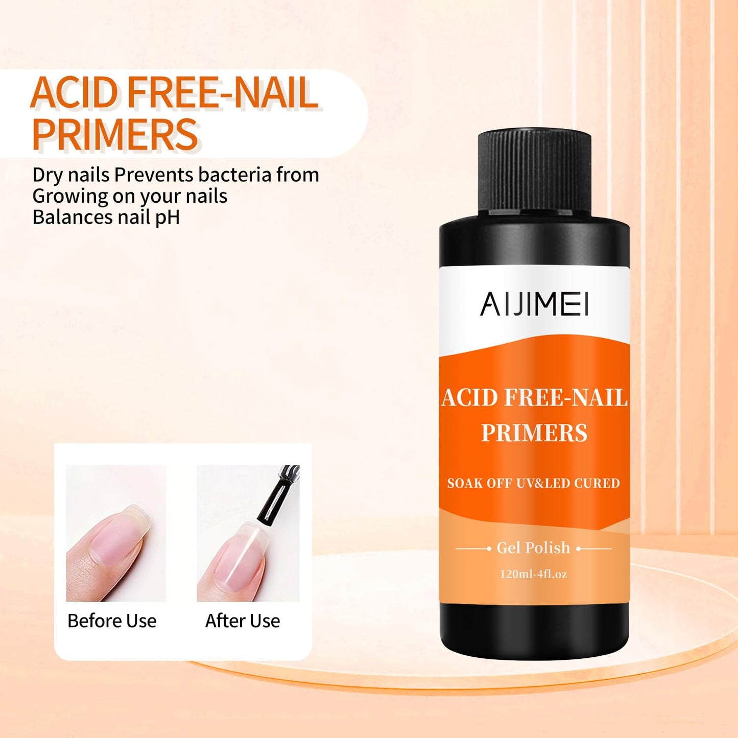 AIJIMEI Nail Primer for Gel Polish Nail Primer for Stronger Nails, Nail Care Compatible with All Polishes Nail Art Enhance Adhesion and Extend Gel Manicure Wear4 Fl Oz-Velvo Beauty