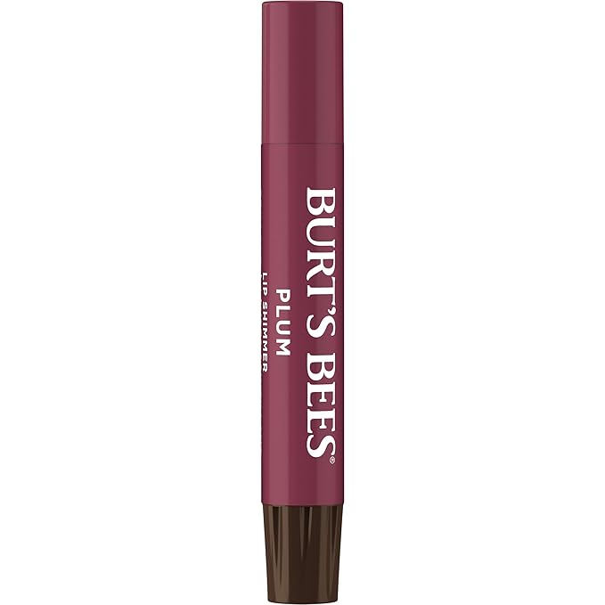 Burt's Bees Shimmer Lip Tint Set, Tinted Lip Balm Stick, Moisturizing for All Day Hydration with Natural Origin Glowy Pigmented Finish & Buildable Color, Plum (4-Pack)-Velvo Beauty
