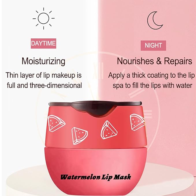 Watermelon Sleeping Lip Mask, Bee Lip Balm Lip Mask Honey Pot, Lip Mask Overnight Propolis Moisturizing Lip Balm with Stick, Hydrating Repair Prevention Dry & Cracked Lip Scrubs Exfoliato-Velvo Beauty