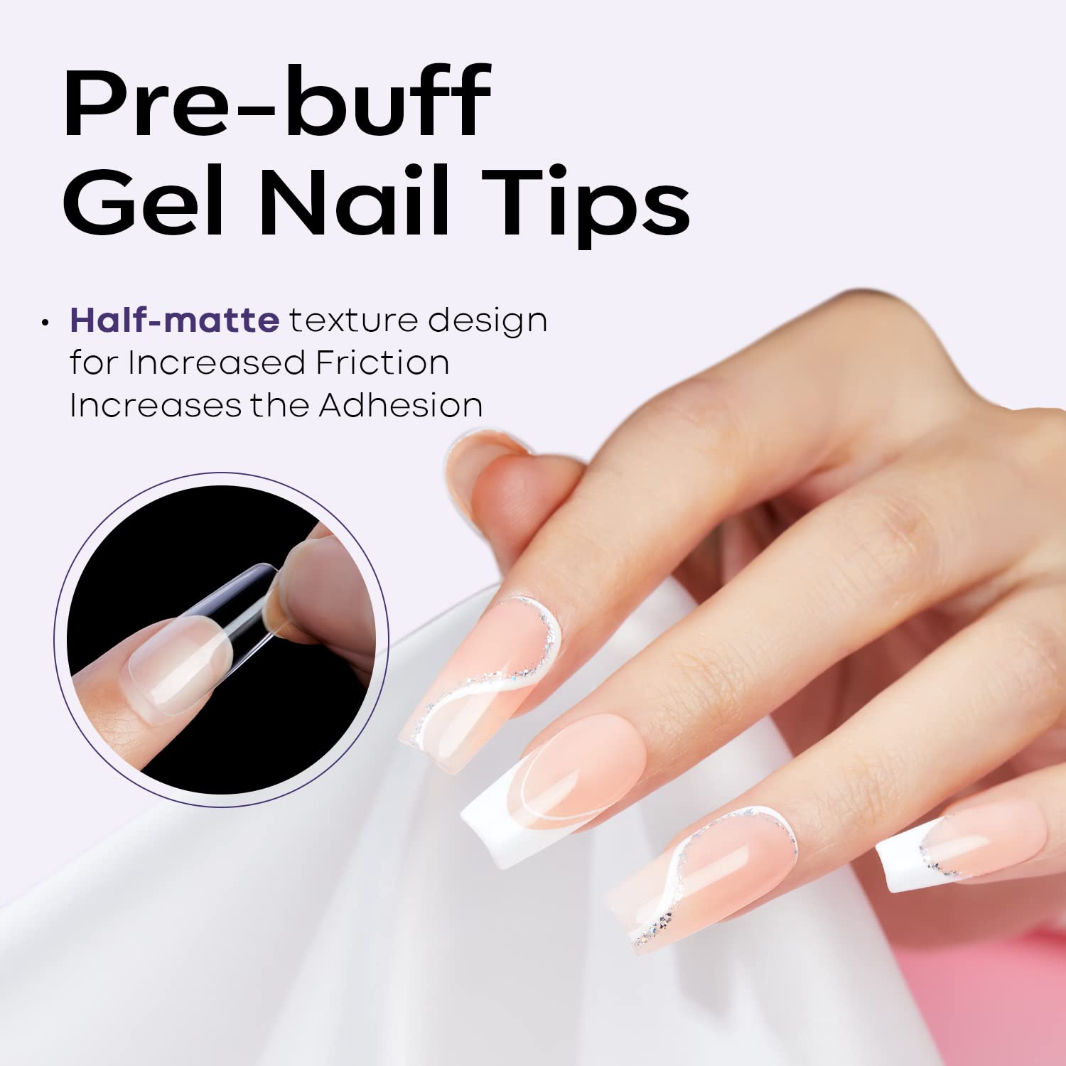 Modelones Medium Square Nail Tips - 510Pcs Fake Nails Gel Tips Pre-shaped Half Matte Full Cover Acrylic Gel Kit Press on Manicure Extension Art DIY Salon 15 Sizes-Velvo Beauty
