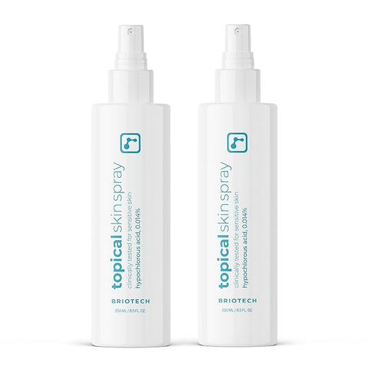BRIOTECH Topical Skin Spray, Hypochlorous Acid Spray for Sensitive Skin, HOCl Facial Mist, Full Body Support Against Irritation, Calm Redness, Soothe Foot & Scalp, 8 oz (2 Pack)-Velvo Beauty