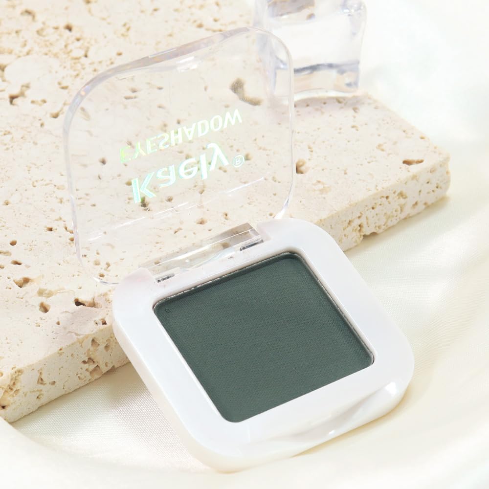Kaely Pressed Single Eyeshadow Makeup, Forest Green Matte Highly Pigmented Monochrome Eye Shadow Palette, Waterproof Neutral Powder Mini Eyeshadow, sombras para ojos, Lightweight Blendable, 16-Velvo Beauty