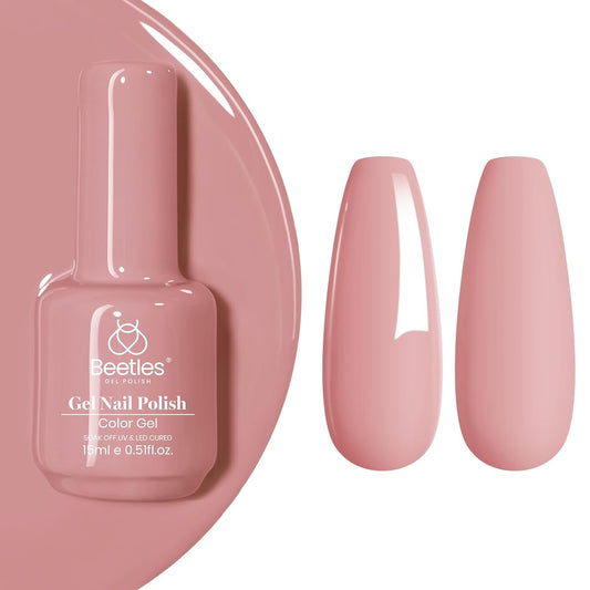 beetles 15ml Nude Pink Milky Gel Nail Polish Dusty Mauve Neutral Solid Color Soak Off LED UV Lamp DIY Decoration Manicure Fall Winter Nail Art Design Salon at Home Gift for Women-Velvo Beauty