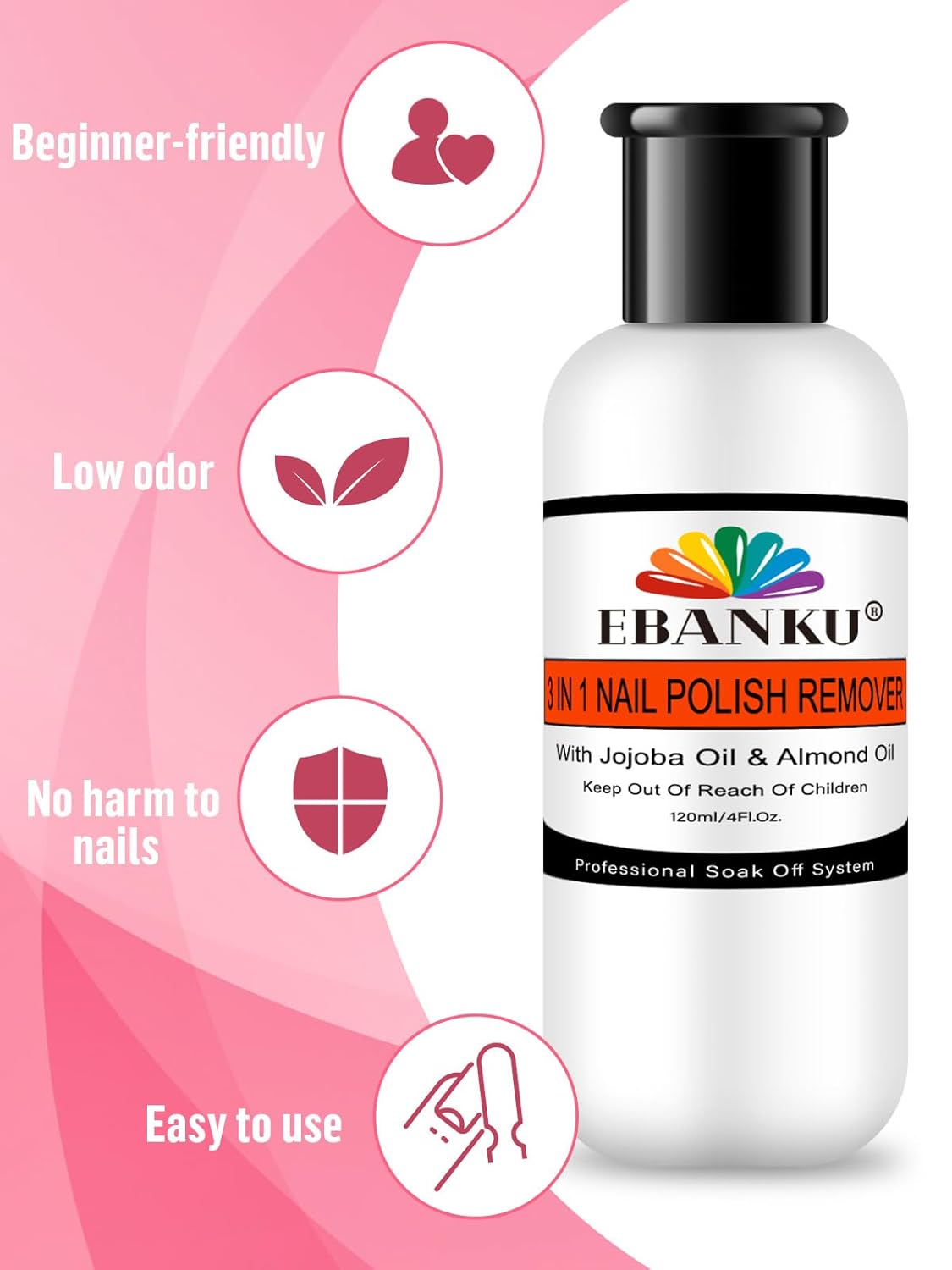 EBANKU Nail Polish Remover Kit, 120ML Gel Remover with Cuticle Oil 10 pcs Nail Clips, 50pcs Nail Foil and Tools Quick Removal for Nails Polish Acrylic Dip Powder-Velvo Beauty