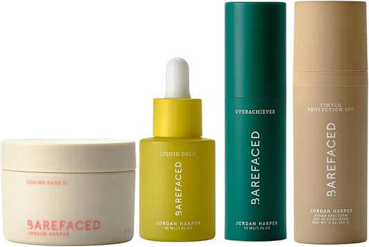 Barefaced Core Four (Retinoid Alternative) - Toning Pads II, Liquid Gold, Overachiever, Tinted SPF