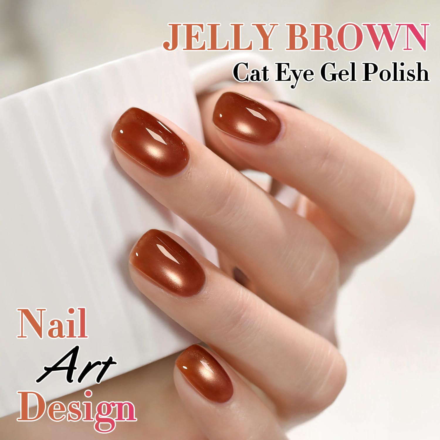 Double Rhythm Cat Eye Gel Polish with Magnet 15ML Holographic Glitter Shimmer Translucent Sheer Color Glass Brown Magnetic Gel Polish Salon DIY at Home (Fall Brown-MC1113)-Velvo Beauty