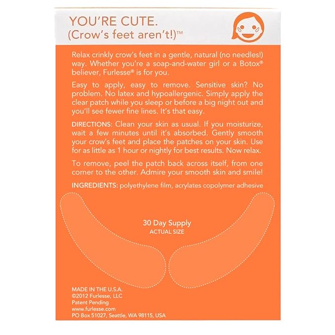 Furlesse Crows Wrinkle Patches, Overnight Eye Patches for Wrinkles and Crow’s Feet Lines, Non-invasive Anti-Wrinkle Patches, Anti-aging Skincare, 60 Patches, 30-Day Use-Velvo Beauty