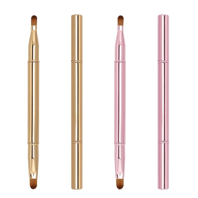Unaone 2 Pack Lip Brush for Lipstick, Dual-Ended Lip Makeup Brush with Lid, Lipstick Brush for Lip Gloss-Velvo Beauty