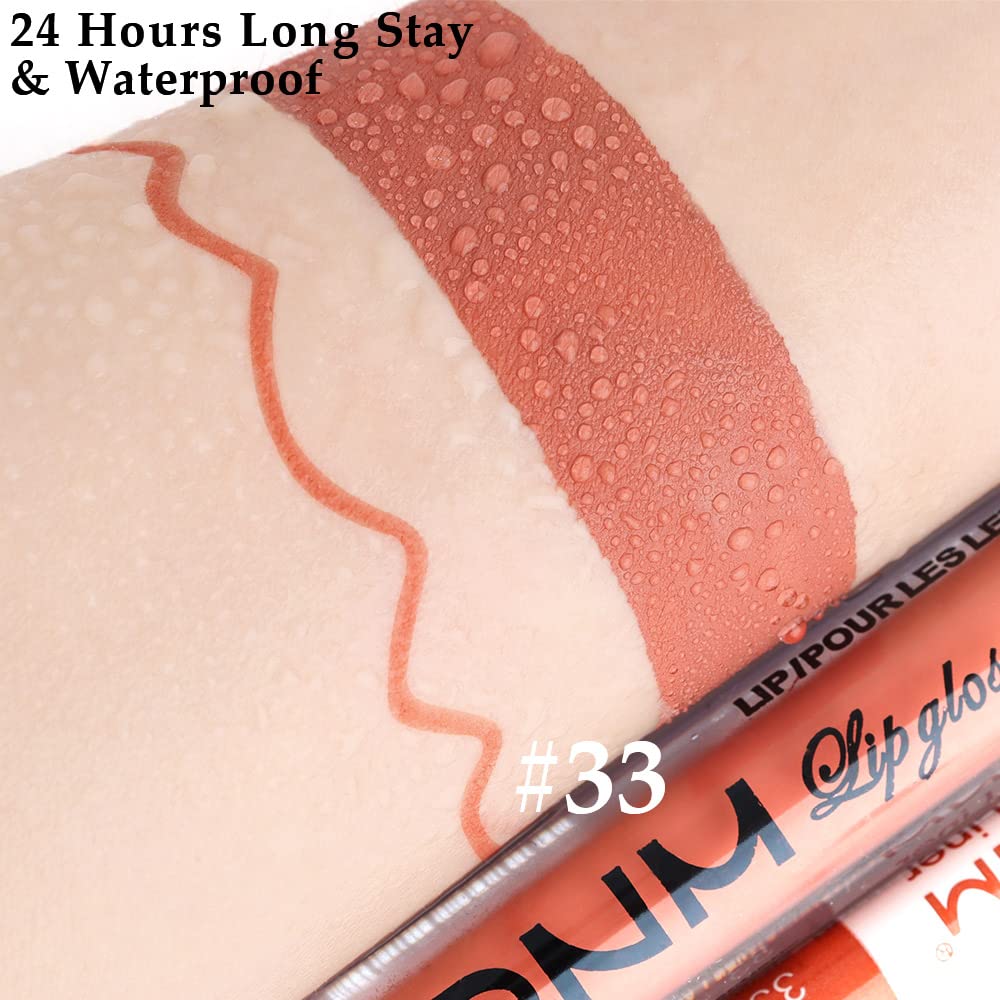 evpct 2Pcs Reddish Brown Neutral Color Lip Liner and Matte Lipstick Makeup Sets Vegan Lipstick Lip Liner and Gloss Set Lip Stain Long Lasting Waterproof 24 33#-Velvo Beauty