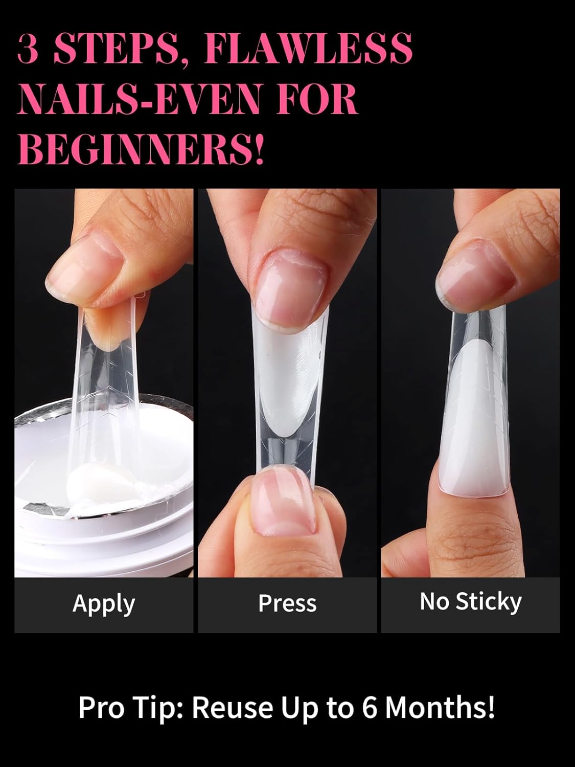 EBANKU Dual Nail Forms for Poly Extension Gel, 150 PCS Clear Claw Nail Molds Reusable 15 Sizes Nail Extension Forms for Builder Gel Manicure Design Salon DIY-Velvo Beauty