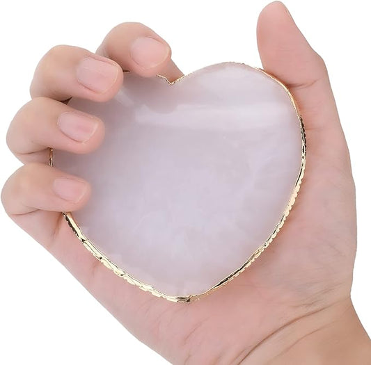 Resin Nail Art Palette Gold Edge Nail Holder Heart Shaped Color Makeup Foundation Mixing Tools Display Board Gel Nail Art Color Mixing Palette Painting Tray Manicure Tool-Velvo Beauty