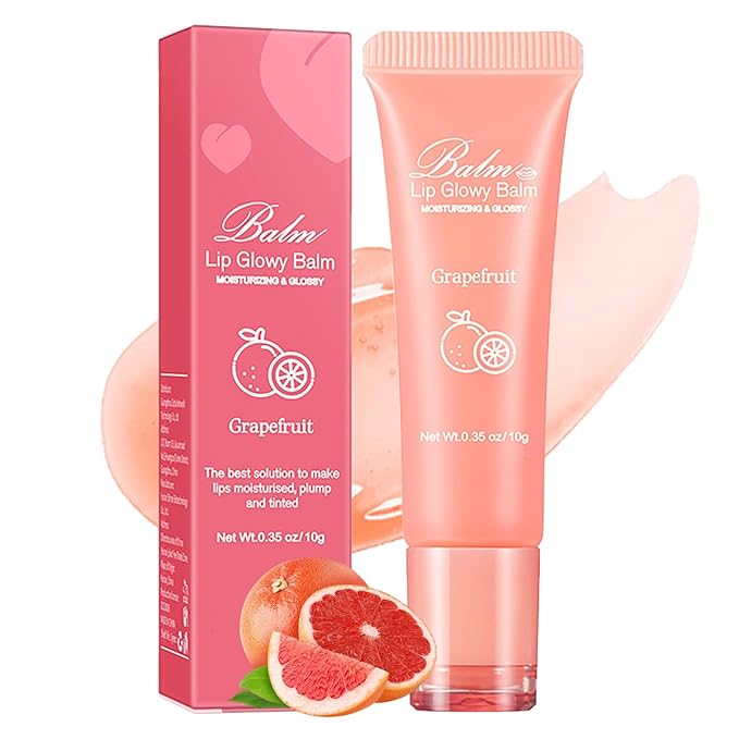 Lip Glowy Balm Hydrating Sleeping Lip Mask, Shine Glossy Finish Lip Oil - Reduce Lip Lines, Enhance Lip Color, Moisturizing & Plump Dry Chapped Lips Care Non-Sticky Lip Balm (#3 Grapefruit)-Velvo Beauty