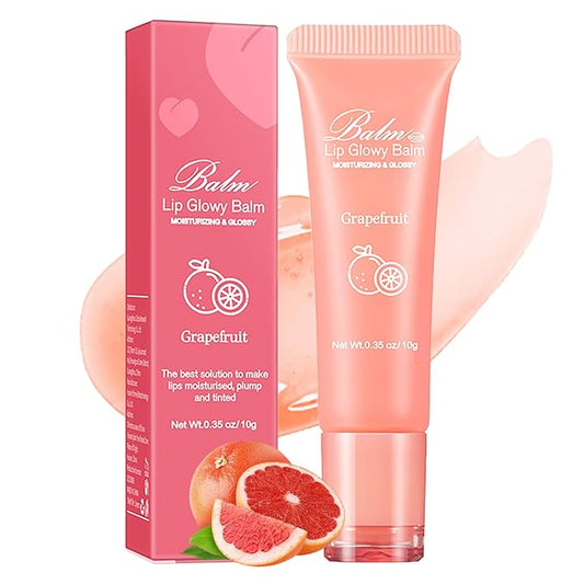 Lip Glowy Balm Hydrating Sleeping Lip Mask, Shine Glossy Finish Lip Oil - Reduce Lip Lines, Enhance Lip Color, Moisturizing & Plump Dry Chapped Lips Care Non-Sticky Lip Balm (#3 Grapefruit)-Velvo Beauty