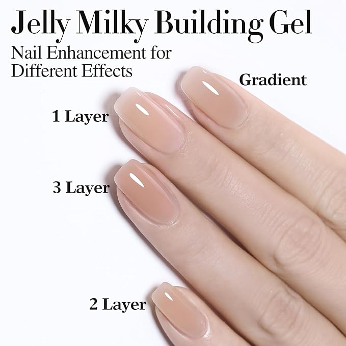 Double Rhythm Clear Gel Nail Polish 15ml Nail Strengthener in a Bottle Nail Extension Hard Gel Soak Off Long Lasting UV Gel (Pastel Nude 8 in 1-8)-Velvo Beauty