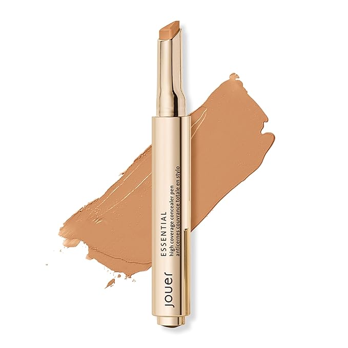Jouer Essential High Coverage Concealer Pen - Under Eye Concealer for Dark Circles - Brightening Makeup for Eye Circles - Color Corrector Eye Primer with Hyaluronic Acid and Vitamin E-Velvo Beauty