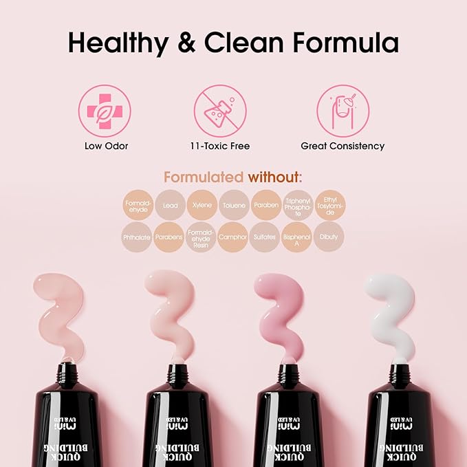 ROSALIND Poly Nail Gel Kit -12 Colors + Nail Art Accessories kit Clear Nude Poly Nails Gel Kit Starter Kit With Slip Solution Pro Nude Pink Nail Extensions Gel Set with Mini UV Lamp-Velvo Beauty