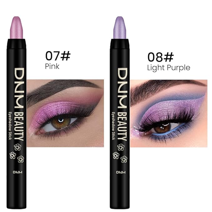 Kaely 2Pcs Cream Eyeshadow Stick Set for Eyes,Pink & Light Purple Shimmer Pen,Eye Brightener Halloween Makeup,sombras para ojos,Smooth Eye Shadow Highlighter Crayon Pencil Waterproof,07+08-Velvo Beauty