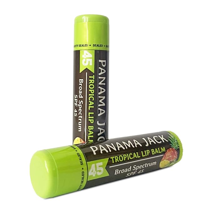 Panama Jack Sunscreen Lip Balm - SPF 45, Broad Spectrum UVA-UVB Sunscreen Protection, Prevents & Soothes Dry, Chapped Lips, Tropical, 12-pack-Velvo Beauty
