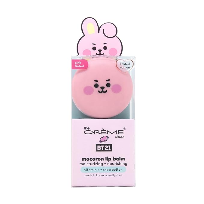 The Crème Shop | BT21 Baby - COOKY Macaron Lip Balm - White Peach (Pink Tinted)-Velvo Beauty