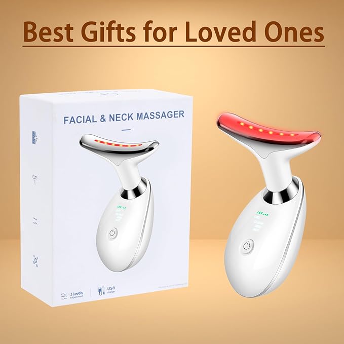 VGY 7-in-1 Face Massager Tool with Heat, Red Light Therapy for Face, Wrinkles, Double Chin (White)-Velvo Beauty