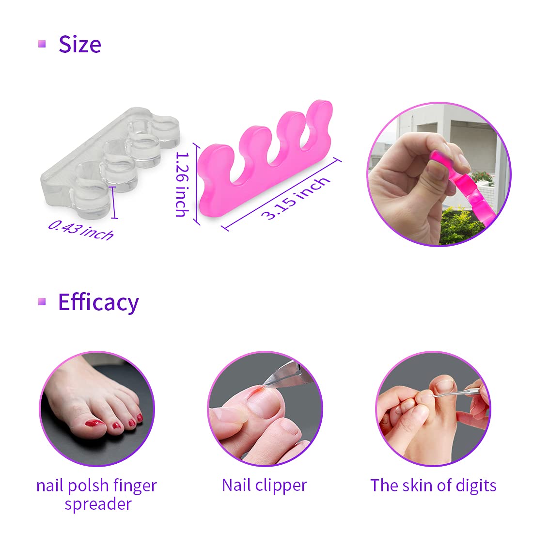 Toe Spacers for Women,Toe Separators for Women,Toe Separators Use for Separation of Toenails or Nails As Well As Relieve Orthopedic Bunion Symptoms.-Velvo Beauty