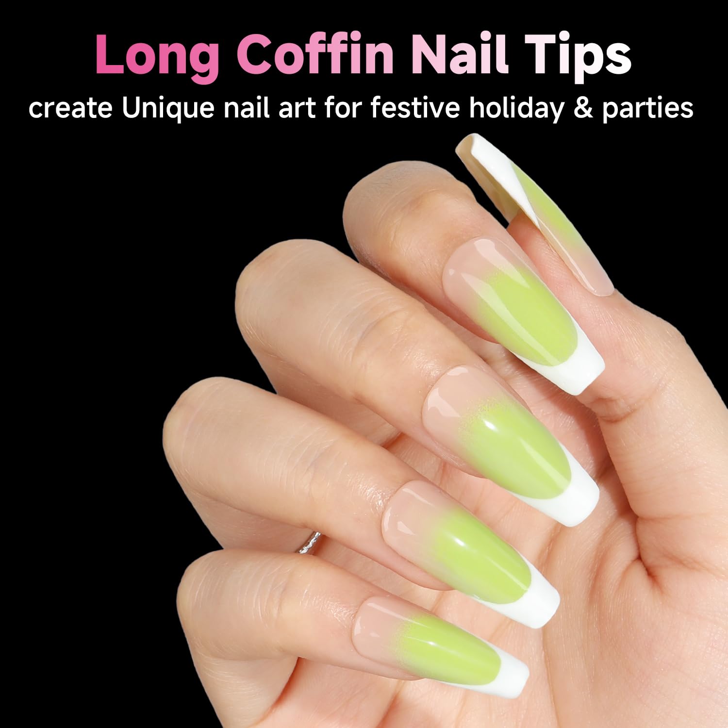 UNA GELLA Long Coffin Nail Tips, 312Pcs Gel Nails Tips Coffin Pre-Shape, Half Matte Full Cover Clear False Fake Nails for Nail Extension DIY Art Salon 12 Sizes-Velvo Beauty