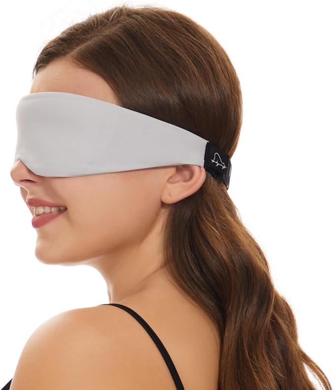 ALASKA BEAR Sleep Mask for Side Sleepers Patented Design, Cup-Shaped and Extra-Soft, 100 Blackout Eye Mask Shades Cover for Men and Women Home or Travel, Machine Washable, Pale Grey-Velvo Beauty