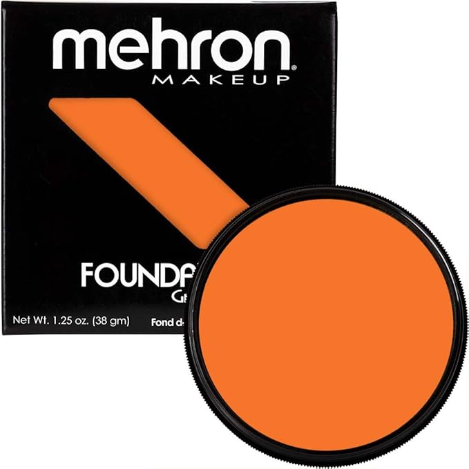 Mehron Makeup Foundation Greasepaint | Stage, Face Paint, Body Paint, Halloween Makeup 1.25 oz (38 g) (ORANGE)-Velvo Beauty