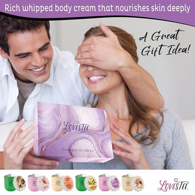 LOVESTEE Moisturizing Body Lotion, Women-Men's Christmas-Birthday Gift Set, Soothes All Skin Types includes Shea Butter, Fragrances Lavender, Vanilla, Rose, Honey Almond, Coconut and Floral-Velvo Beauty