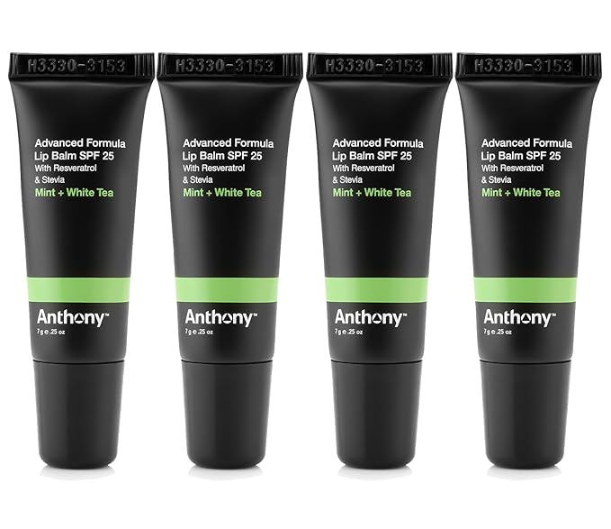 Anthony 25 SPF Lip Balm with Sunscreen for Lips – Contains Green Tea Extract, Shea Butter & Vitamin E – Moisturizing Repair Care Treatment for Chapped & Dry Lips 4-Pack-Velvo Beauty