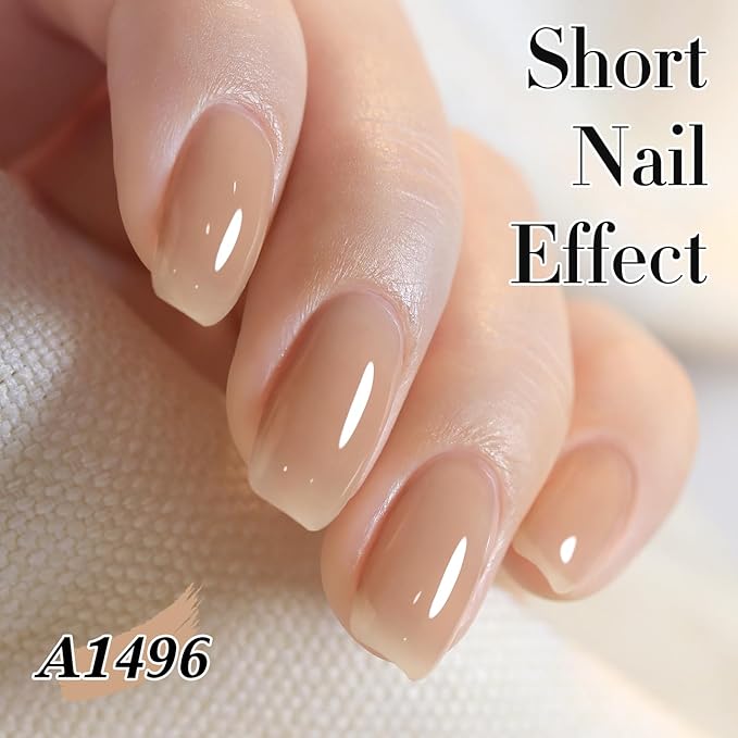 Double Rhythm 0.50 OZ Translucent Gel Polish Same Color Same Bottle Sheer Pastel Neutral Natural Milky 15 ML Jelly UV Nail Art DIY at Home (Translucent Tea-A1496)-Velvo Beauty
