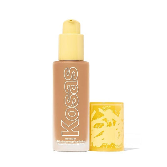 Kosas Revealer Skin-Improving Foundation with SPF 25 Protection - Hydrate, Brighten, Soothe, Plump, Protect Skin - Smoothing Texture, Clean Formula, Natural Finish - Medium Neutral 220-Velvo Beauty