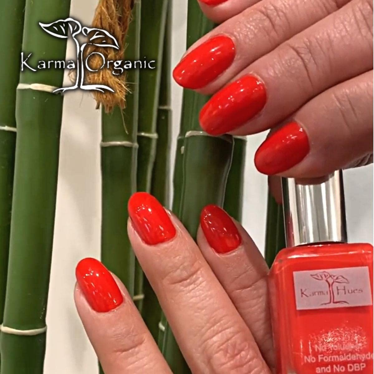 Karma Organic Nail Polish - Quick Dry Nail Lacquer, Non-Toxic, Vegan, and Cruelty-Free Nail Paint Art for Adults & Kids - (Lucy Red, 0.43 fl oz.)-Velvo Beauty