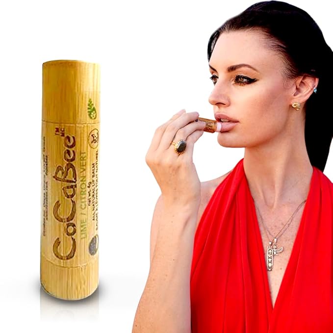 Chapstick Lip Balm Lip Moisturizer For Dry & Chapped Lips 100% Organic Lip Balm For Soft And Shiny Lips Cute And Portable Lip Care Balm for Kids and Women's With Bamboo Packaging (Lime)-Velvo Beauty