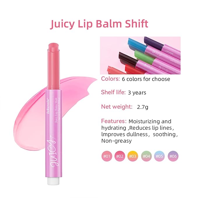 Plumping Melting Lip Gloss, Click Jelly Color Changing Lipstick Lasting Tint Hydrate & Nourish, High-Shine for Plumper Lips, Glossier Lip Balm Natural Glossy Lip Gloss Tinted Lip Balm(#6 Grape)-Velvo Beauty