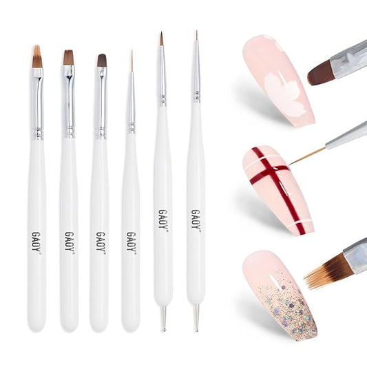 GAOY 6 Pcs Nail Art Brushes, Nail Design Tools for Nail Detail Painting, French Liner and Dotting Pens for Nail DIY-Velvo Beauty