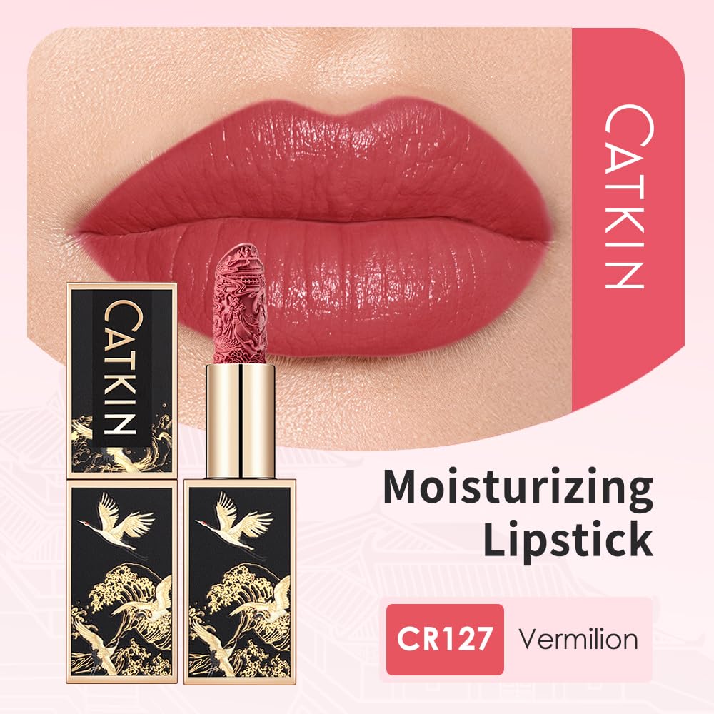Catkin Moist Lipstick Hydrating High Impact Color Infused with Vitamin E and Avocado Oil Smooth Soft Texture Long Lasting Pink Glow Finish 127-Velvo Beauty