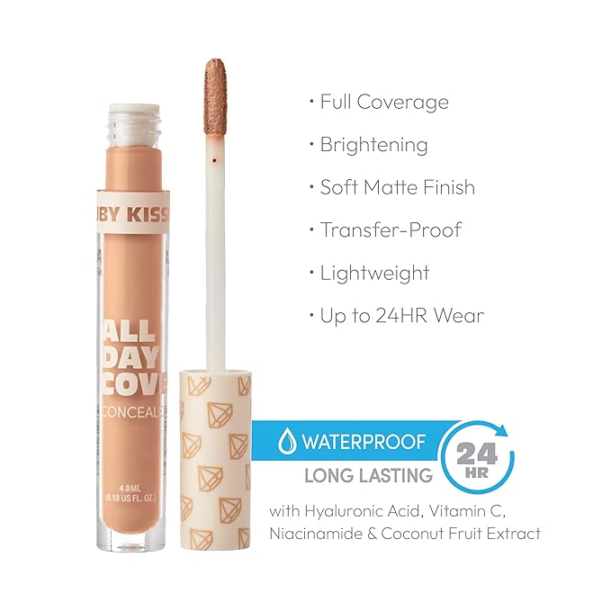 Ruby Kisses All Day Concealer Lightweight Full Coverage Multi-Use Concealer 0.13 Fl Oz (Medium Beige)-Velvo Beauty