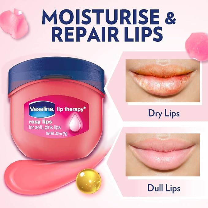 Vaseline Lip Therapy Lip Balm Mini, Rosy Lips | Lip Repair in a Container for Cracked, Dry Lip | Travel Size 0.25 Oz (Pack of 6)-Velvo Beauty