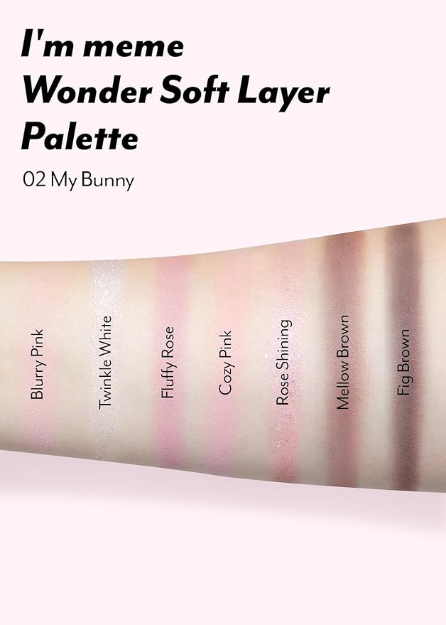I'M MEME Wonder Soft Layer Palette - 7 Shades | Portable Size, Versatile, Blendable, Neutral Colors with Soft Texture, 02 My Bunny, 0.23 Oz-Velvo Beauty