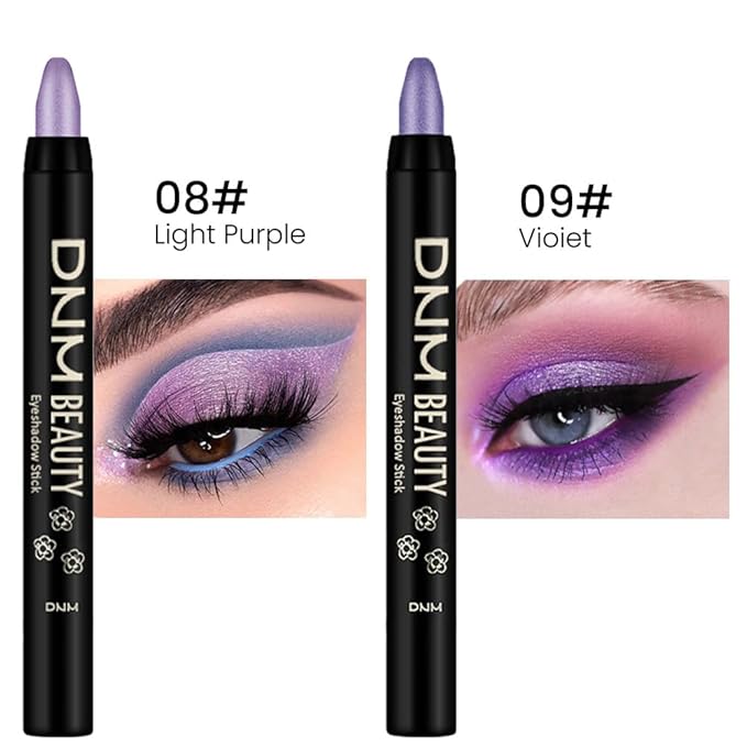 Kaely 2Pcs Cream Eyeshadow Stick Set for Eyes,Light Purple & Vioiet Shimmer Pen,Eye Brightener Halloween Makeup,sombras para ojos,Smooth Eye Shadow Highlighter Crayon Pencil Waterproof,08+09-Velvo Beauty