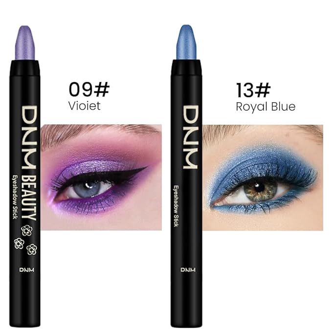 Kaely 2Pcs Cream Eyeshadow Stick Set for Eyes,Vioiet & Royal Blue Shimmer Pen,Eye Brightener Halloween Makeup,sombras para ojos,Smooth Eye Shadow Highlighter Crayon Pencil Waterproof,09+13-Velvo Beauty