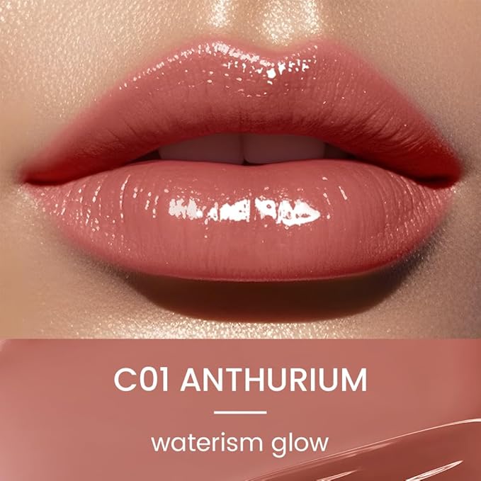 CATKIN Glossy Lip Balm Ultra Hydating Glow Lip Tinted Jelly Plump Melting Balm Shea Butter Repair Soothing For Dry Lips Dewy Finished 0.12 oz C01 ANTHURIUM-Velvo Beauty