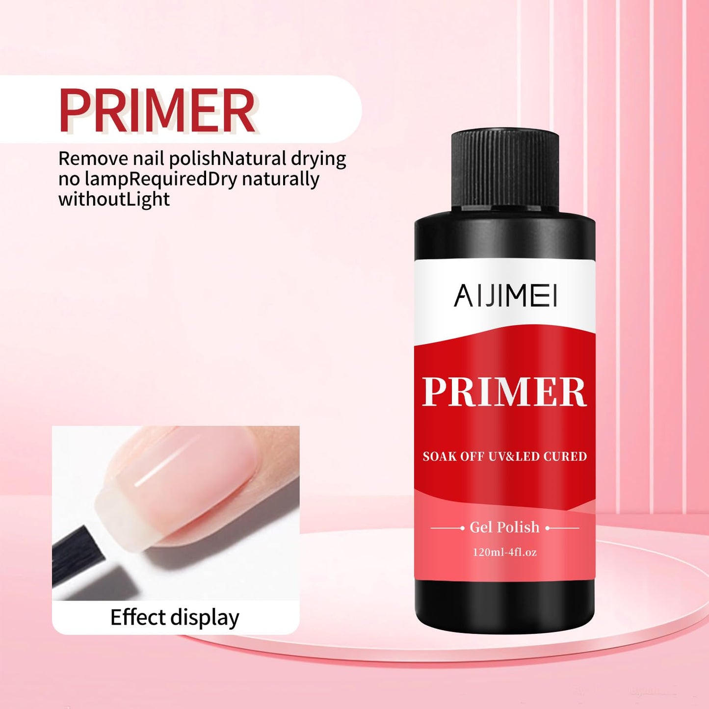 AIJIMEI 120ml Rapid-Dry Nail Primer, Nail Primer for Stronger Nails Enhances Adhesion & Shine Primer for Nail, Sensitive Skin Nail Care Compatible with All Polishes Nail Art 4fl.oz-Velvo Beauty