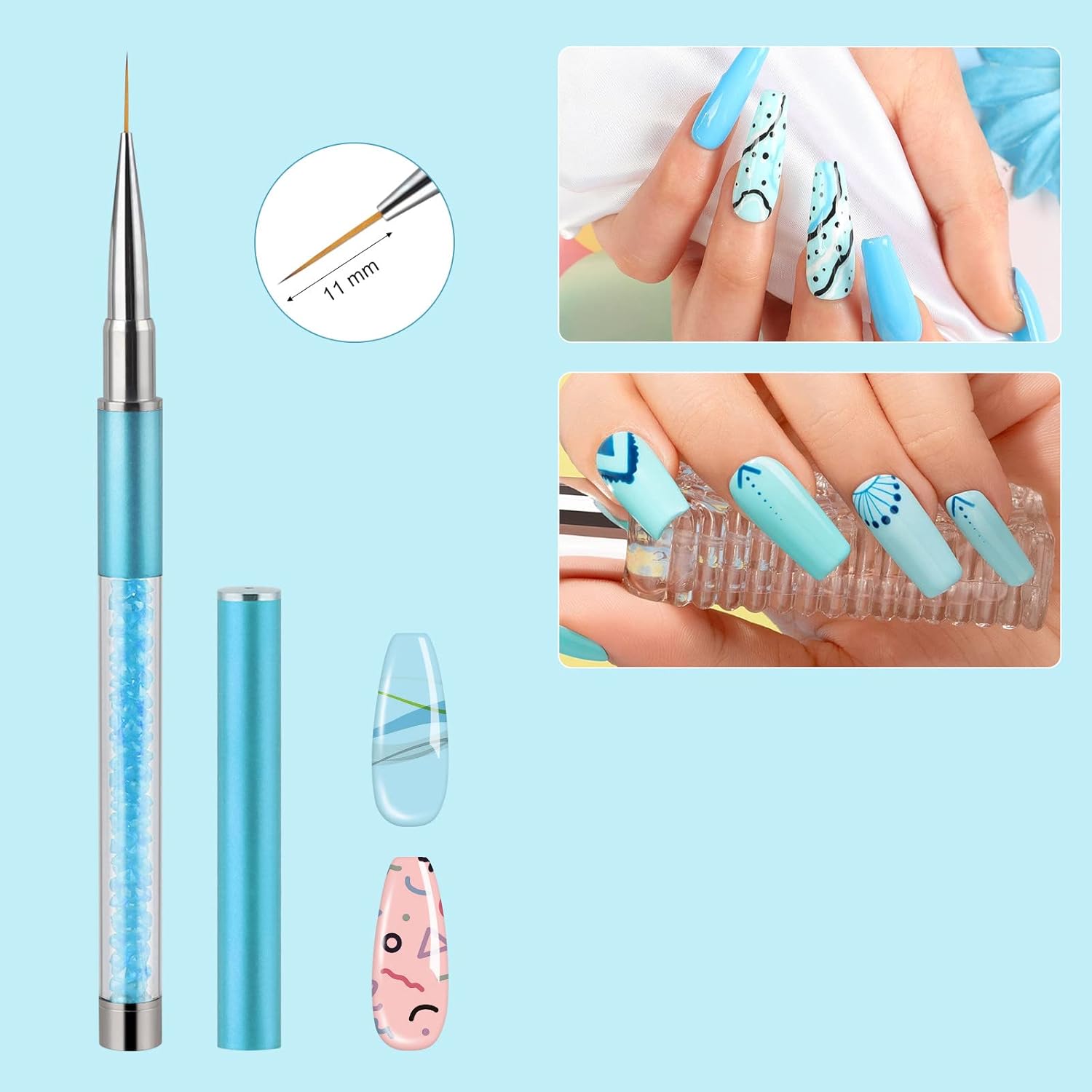Artdone Nail Art Brushes Set,6PCS Nail Art Liner Brushes For Gel Nail polish Design pen,Nail Drawing Pens For Nail Art Tools Design Pen Small Detail Brushes-Velvo Beauty