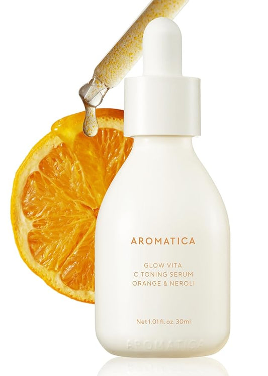 AROMATICA Glow Vita C Toning Serum Orange & Neroli 30ml/1.01 fl. oz - Orange Vitamin C Serum for Face with Hyaluronic Acid For Sensitive Skin-Velvo Beauty