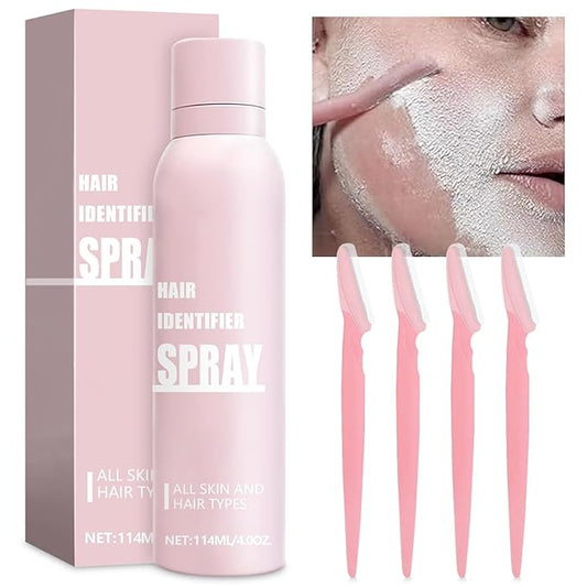 Hair identifier Spray for Face Shaving, Skin Body Hair Identifying Spray With Razors, Moisturizing and Skin Care Dermaplaner Spray, Women Dermaplaning Tool for Face-Velvo Beauty